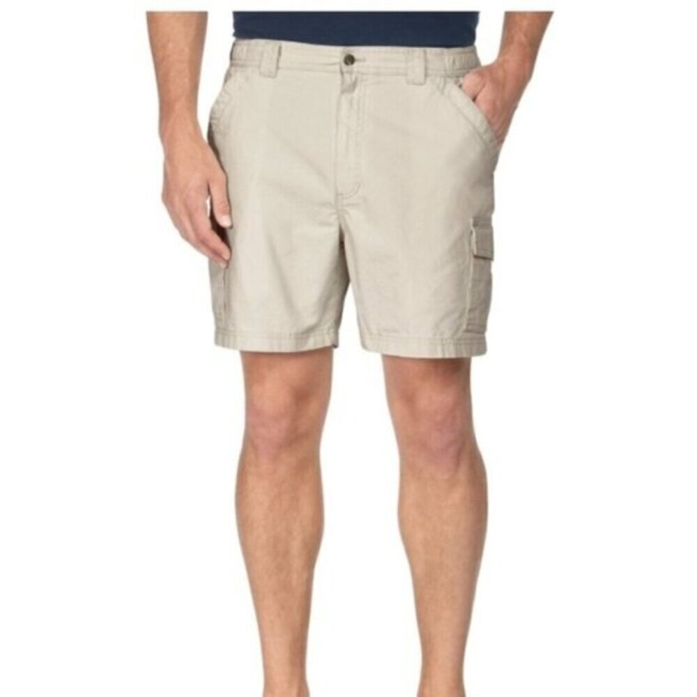 L.L. Bean Tropic-Weight Cargo Shorts Men 34 Tan Comfort Waist 100% Cotton Pcoket